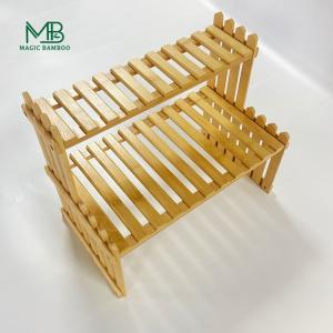 Storage Holder Container Bamboo Tabletop Plant Stand Natural 2-Layer for Small
