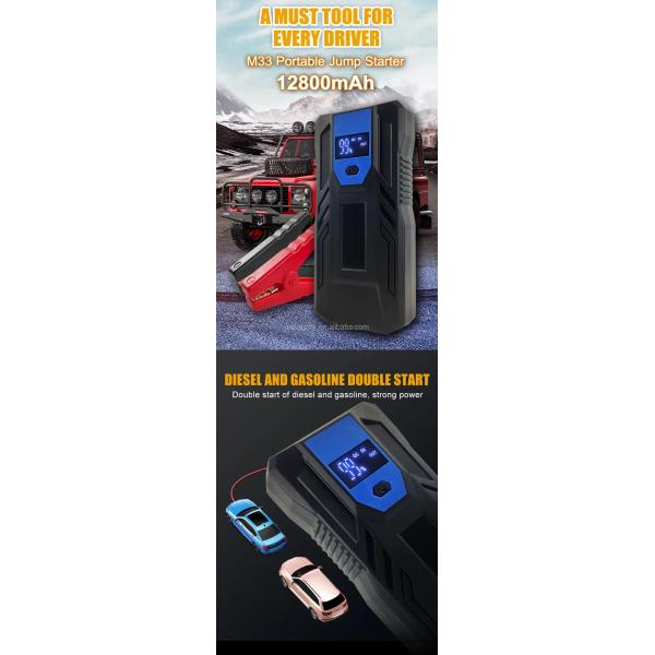 28000mAh 12V 2500A Peak Car Emergency Tool Jump Starter Portable Power Bank with Flashlight and AC400V Rated Output