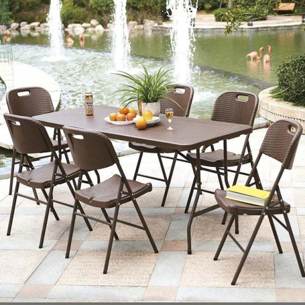 Outdoor Garden Patio Folding Portable Imitated Rattan Plastic Dining Chair Custom Logo