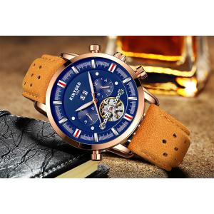 KINYUED J019-6 Tourbillon automatic mechanical genuine leather business