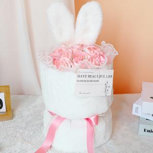 Qixi Festival flower arrangement bouquet, Mother's Day gift, cute rabbit ears,