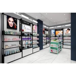 Customized Durable Metal Cosmetic Display Shelves With Big Cab Lightbox