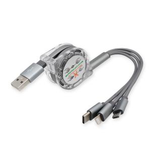 5V-2.4A 3 In 1 Usb Data Cable , Retractable Charging Cord Multi Colored
