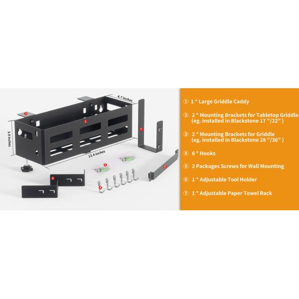 Griddle Caddy for Blackstone 28"/36"/22"/17" Griddles Prep Cart BBQ Grill Accessories Storage Box Tool Holder Paper Towel Holder