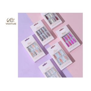 Long Stiletto Ballerina Glossy Purple DIY Fake Nails Non Toxic