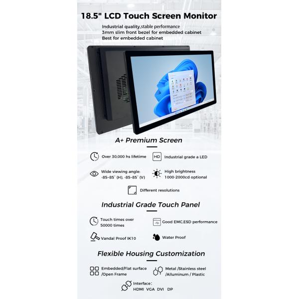 Anti Glare 18.5" Touch Screen Monitor Shock Resistance Multi Touch