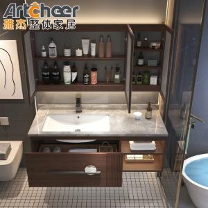 Waterproof Rectangle Bathroom Vanity Units / Cabinet Set With Sink And Side