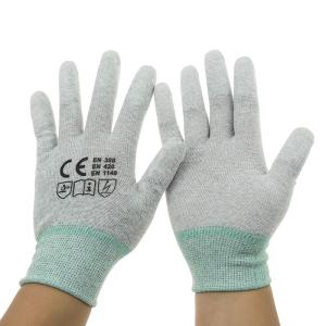 Nylon 40D Carbon Yarn 240D PU Fingertips ESD Gloves