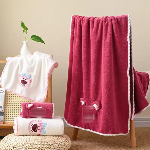 Buy Plush Coral Velvet Face Towel Set Adorable Cartoon Design Perfect for Kids' Bath Time at wholesale prices