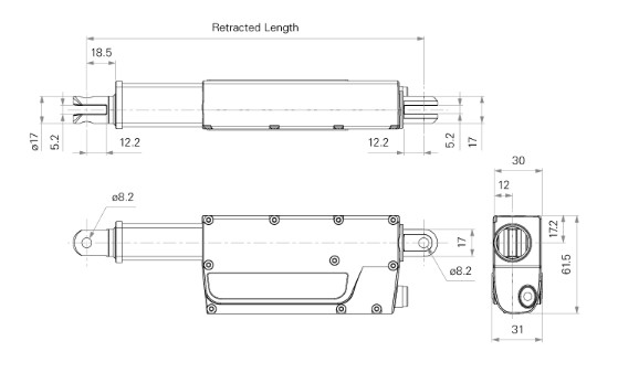 IP66 Electric Linear Actuators Palm Sized Space Limited 2000N For Medical