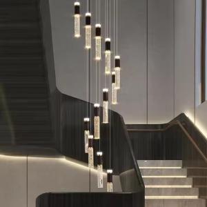 Beautiful Crystal Villa Rotating Staircase Pendant Light Modern Simple Hotel