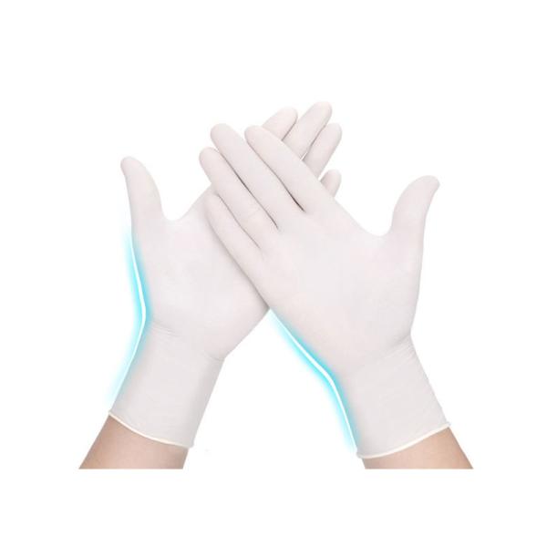 Buy Odourless White Medical Gloves , Nitrile Exam Gloves Isolation Beaded Cuff at wholesale prices