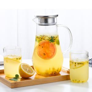 Hand Blown 1400ml Glass Water Pitcher Transparent Beverage Juice Carafe