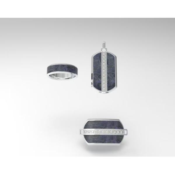 Silver Stainless Steel Carbon Fiber Jewelry Trio with exclusive customization,