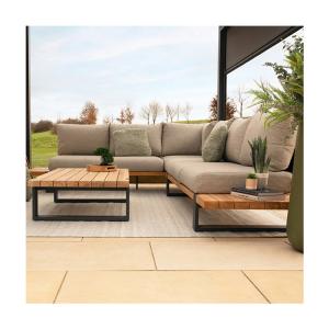 Modern Stylish Teak Wood Outdoor Corner Sofa Lounge Set for Commercial Hotel