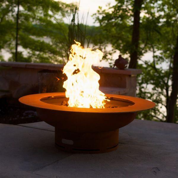 Antique Round Corten Steel Fire Pit BBQ Burner 55*55*41cm High Temp Painting
