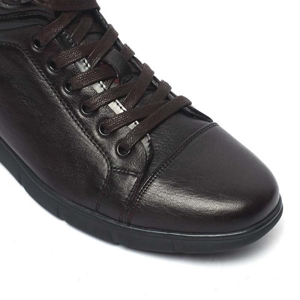 Breathable Dark Brown Lace Up Mens Leather Casual Boots