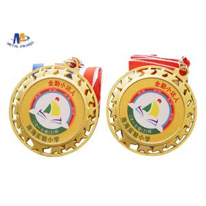 Round Color Painting Zinc Alloy Star Medal 76.2*3MM