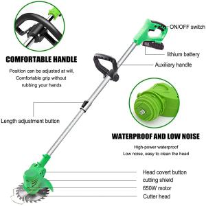 24v Adjustable Head Electrical Cordless Grass Trimmer With Li Lon Battery