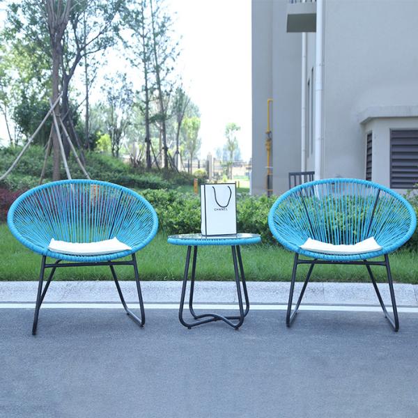 Outdoor PE Rattan Woven Coffee Table Chair Colorful Furniture Set Tempered Glass