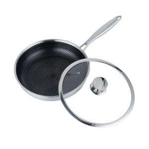 Custom Logo 304 Stainless Steel Frypan Non Stick Universal Oil Free With Glass