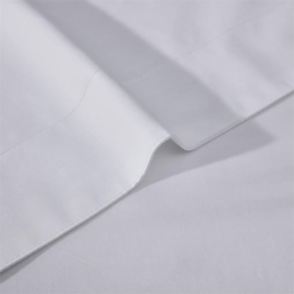 Home Custom 100% Cotton Satin Wide strip 60s Jet White Embroidery Luxury Duvet Cover Set
