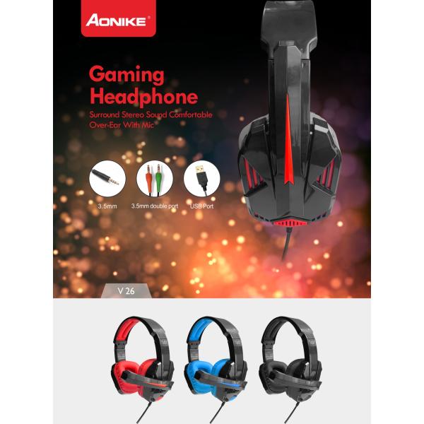 3.5mm Stereo Gaming Headphones Usb Over Ear Wired Computer Headset for xbox pc ps4 with rgb light gaming headphone