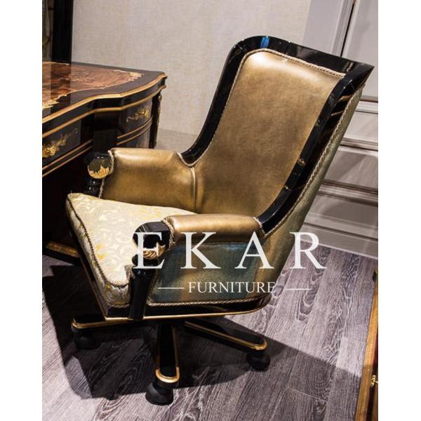 Buy White Leather Swivel Chair In Carved Arm TS-002 at wholesale prices