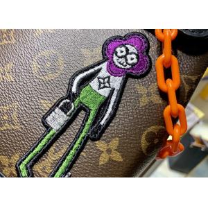 Ladies Brown Cartoon Embroider Luxury Cross Body Bag Monogram Pattern