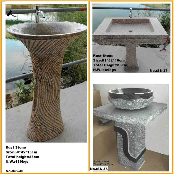 Buy Natural Stone Round Bowl Pedestal Sink for Kitchen at wholesale prices