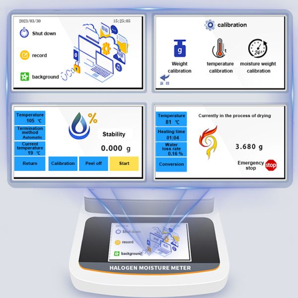Digital Halogen Moisture Analyzer with 5 Inch Touch Screen and Halogen Lamp