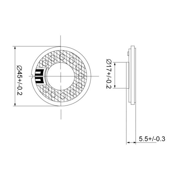 45mm 32 ohm 1w peças alto-falante com mylar cone, 32 altifalantes ohms DXI45N-B