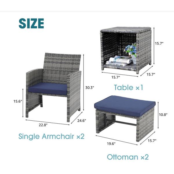 Luxury Rattan Garden Sofa Sets Furniture Wicker Outdoor Chairs Table Ottoman