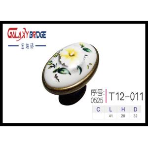 Kitchen Cupboard Door Knobs Ceramic Handles Antique Bronze Oval Porcelain