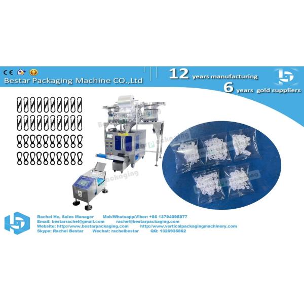 Buy Plastic hooks pouch packing machine with three counting vibration bowls at wholesale prices