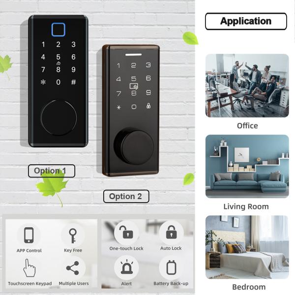 Touch screen single latch American standard digital keypad card smart deadbolt door lock for home office hotel