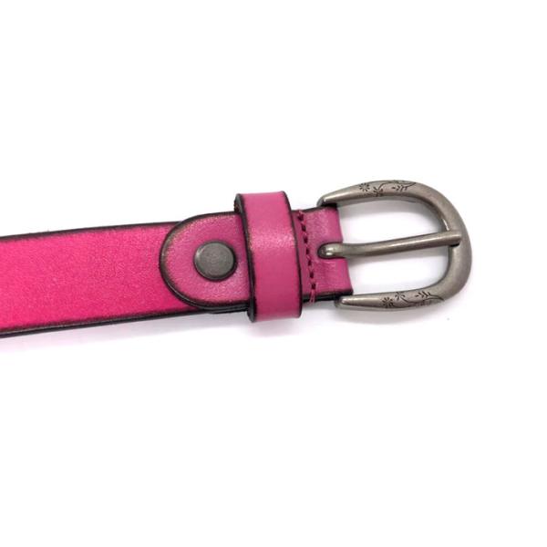 Pink Vintage Buckle Women'S Fashion Leather Belts With Hollow Out Design