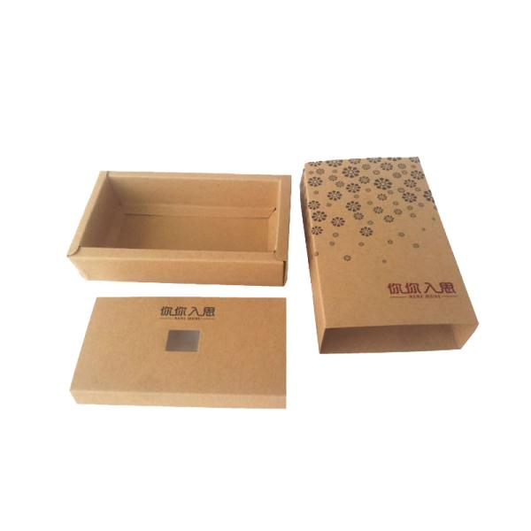Custom Brown Kraft Paper Drawer Boxes Packaging With PET Window Wholesale