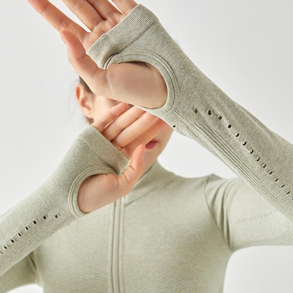 Customized Logo Nylon Cotton Women Sports Clothes Stand Collar Full Zip Yoga Jacket