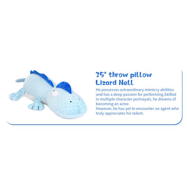 24 Lbs Weighted Blue Minky Pillow Kids Adults Lizard Body Pillow Big Geckos Plush Stuffed Animal Anxiety Toys Boys Girls