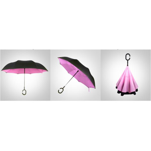 Metal Ribs Reversible Inverted Umbrella With Rubber Handle