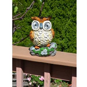Polyresin 8 Inches Owl Animal Shaped Solar Garden Lights