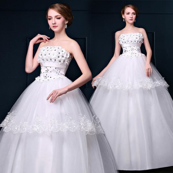Hot Sale Appliques Beading Wedding Dress White Princess Waist Organza Wedding