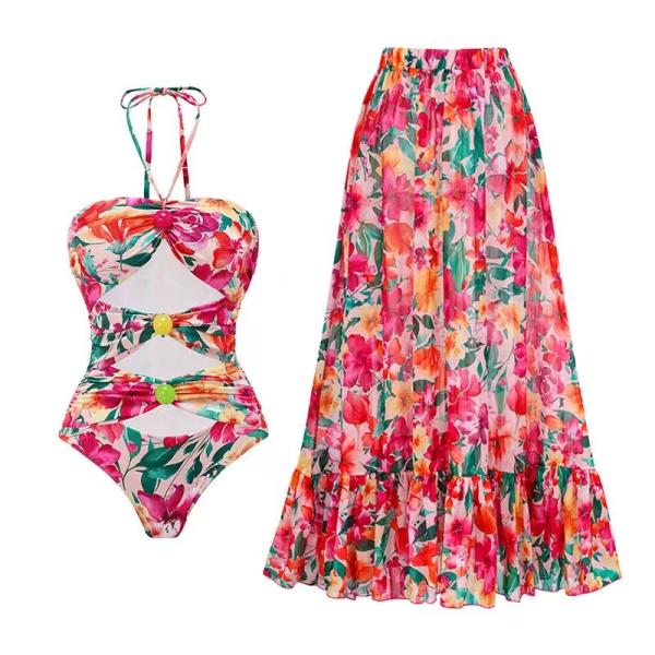 Stylish Red Blue Green Womens Swimsuit Bikini Set Wire Free Nylon Summer Beach