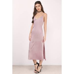 Sexy Satin Summer Midi Dress Women with Slit
