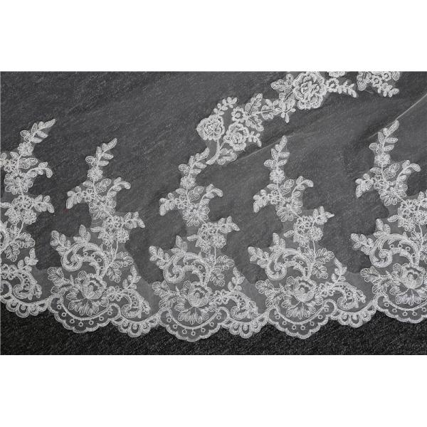 New Styles Customized Two Layers Appliqued Lace 3.5m*1.8m Tulle Bridal Wedding White Veil With Hair Comb