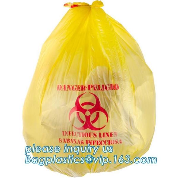 Medical Biohazard Waste Bags for Hosptial, PE Flat disposable biohazard garbage