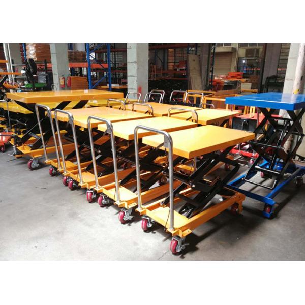 Mini Manual Mechanical Scissor Lift Table 150kg With Safety Wheel Guard