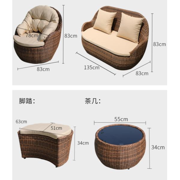 CE BSCI Glass Top Coffee Table Cushions Patio Furniture Sofa Set Furniture Outdoor