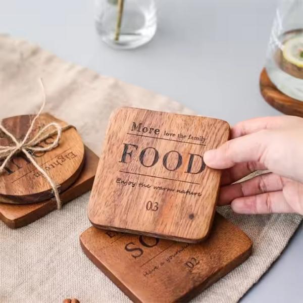 Acacia Wood Coaster - Creative Nordic Style Tableware Durable Wooden Heat Insulation Mat
